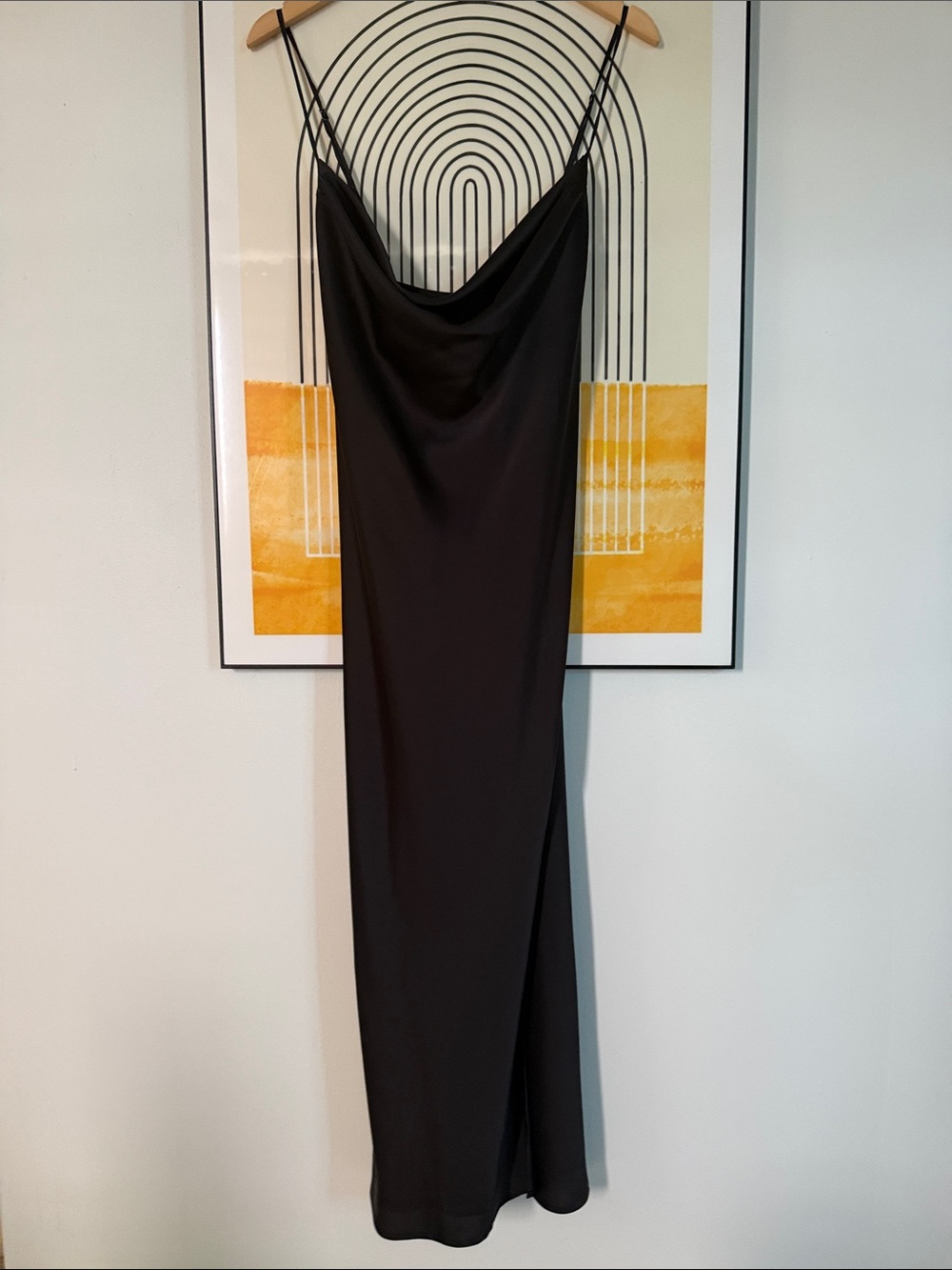 Banana Republic Factory Black Slip Maxi Dress with Cowl Neck - Women